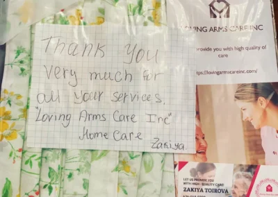 thank you very much for all your services loving arms care inc